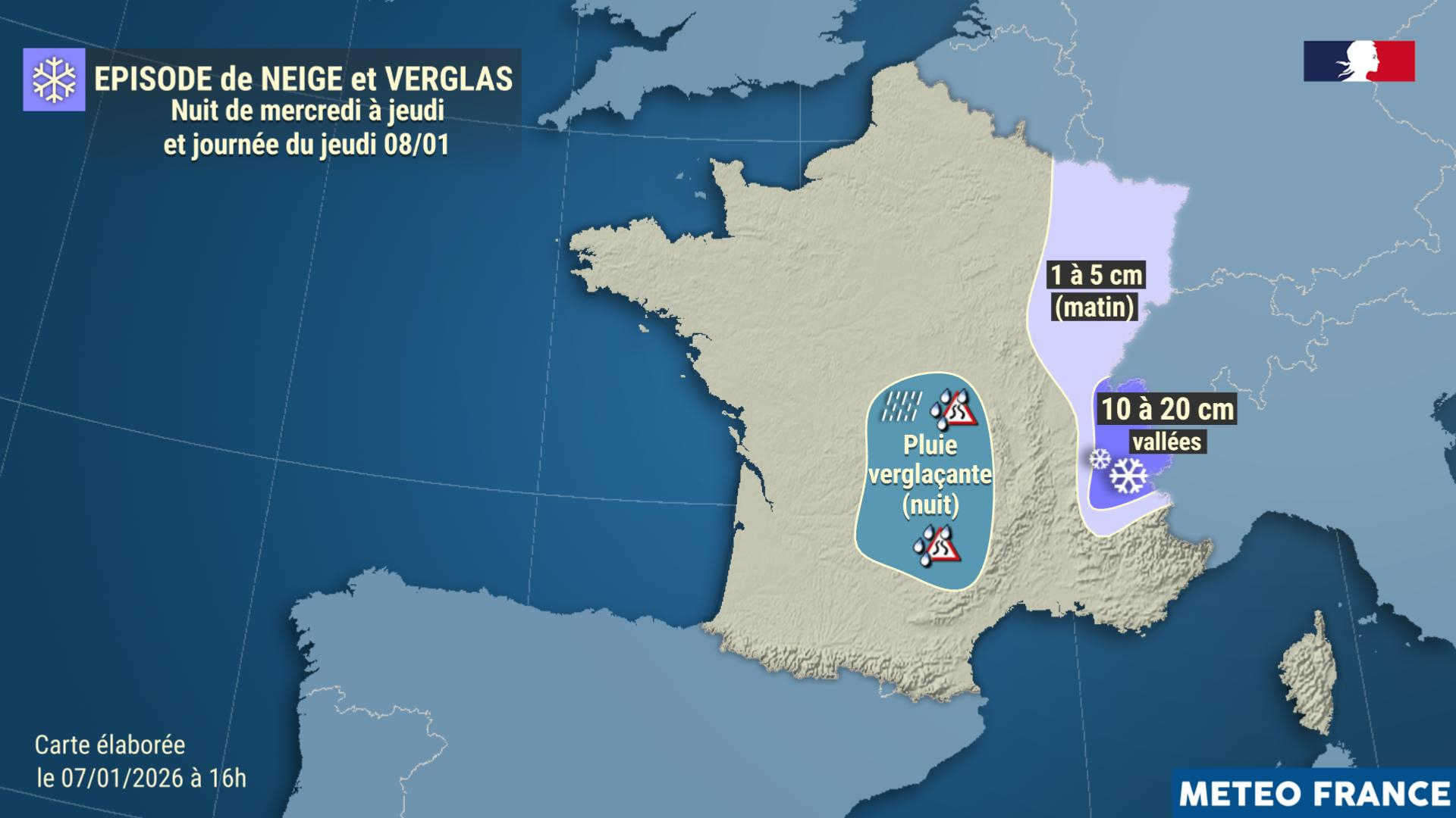 Épisode hivernal jeudi : neige, verglas et vent fort sur le Massif central et le Sud-Ouest